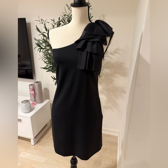 Fendi Black One-Shoulder Dress with Ruffle - Picture 1 of 15